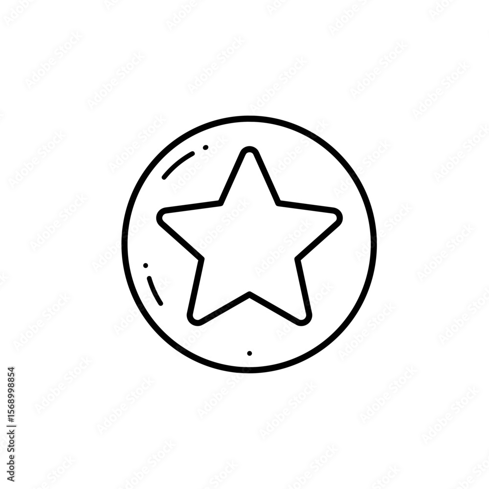 Outline star icon in circular shape on white background Outline star icon in circular shape on white background