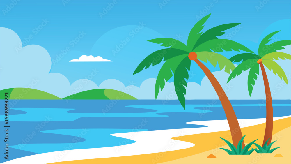 Obraz premium tropical island with palm trees landscape