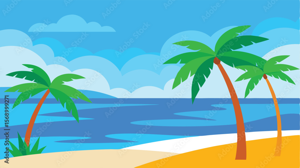 Obraz premium tropical beach with palm trees landscape