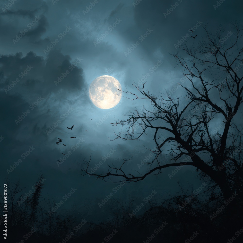 Naklejka premium halloween full moon background