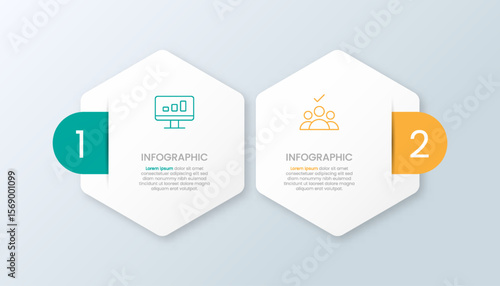 Infographic 2 options hexagon shape with icons