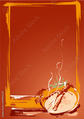 Graphic background with Mexican food and in Mexican colors