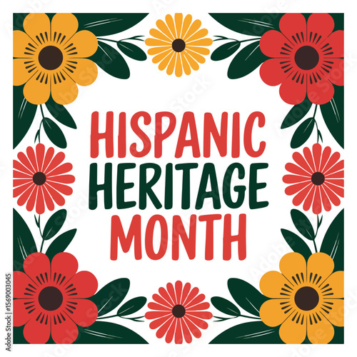 Hispanic Heritage Month Celebration Floral Poster Design
