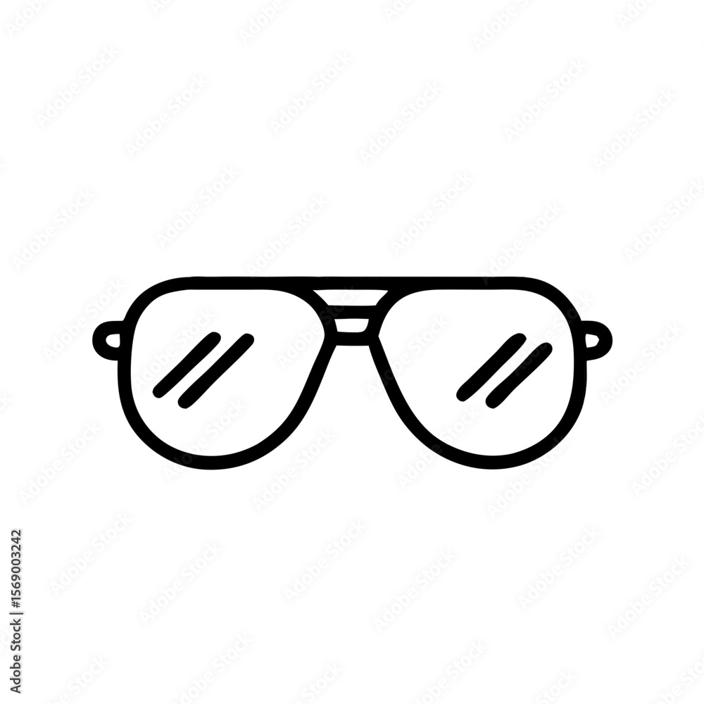 Fototapeta premium Black sunglasses icon in minimalist style on white background 