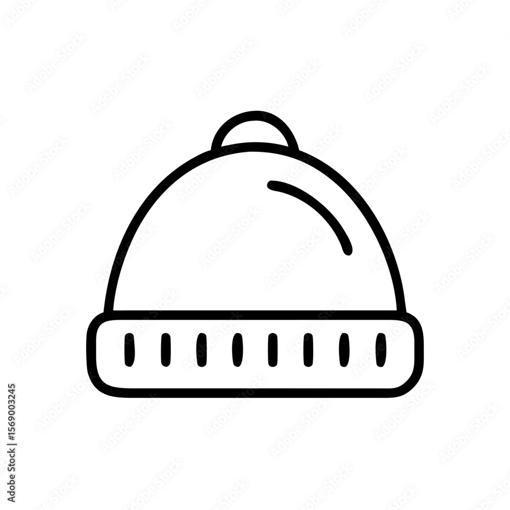 Beanie hat icon in line art style on white background Beanie hat icon in line art style on white background