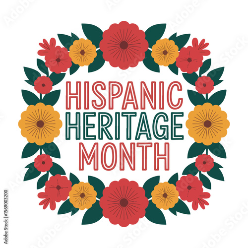 Hispanic Heritage Month Celebration Floral Poster Design

