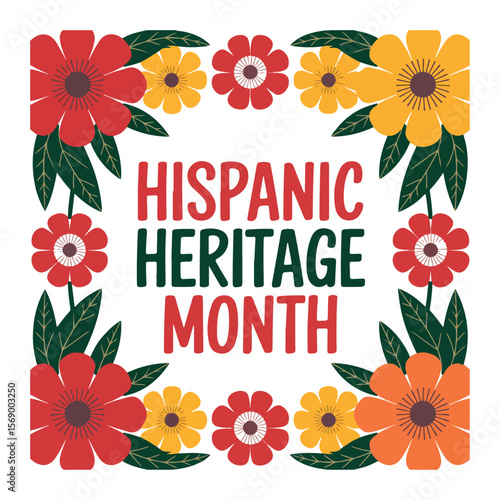 Hispanic Heritage Month Celebration Floral Poster Design
