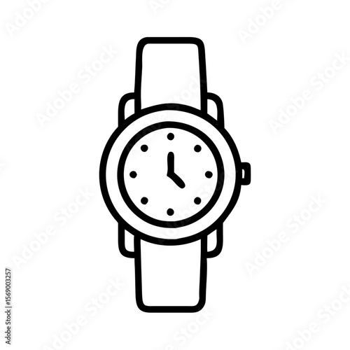 Simple wristwatch with white dial and minimalist design concept of watch  