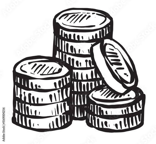 money coin business icon vector hand draw