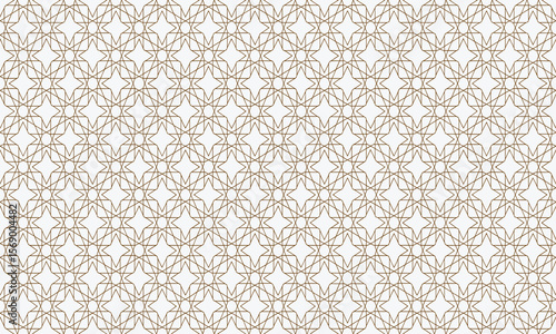 Islamic geometric seamless pattern with brown lines and stars – arabesque background design

