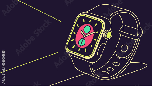 Explore the future of time with this stylish smartwatch illustration digital art vector graphic design concept