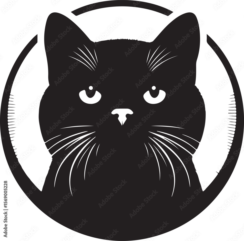 Obraz premium a silhouette cat face vector