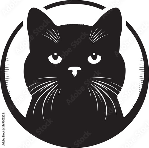 a silhouette cat face vector