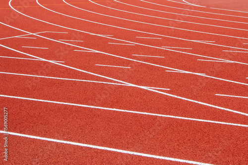 Red running track Synthetic rubber on the athletic stadium