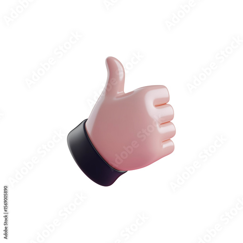 Right thumbs up 3D hand gesture - like, good, ok emoji