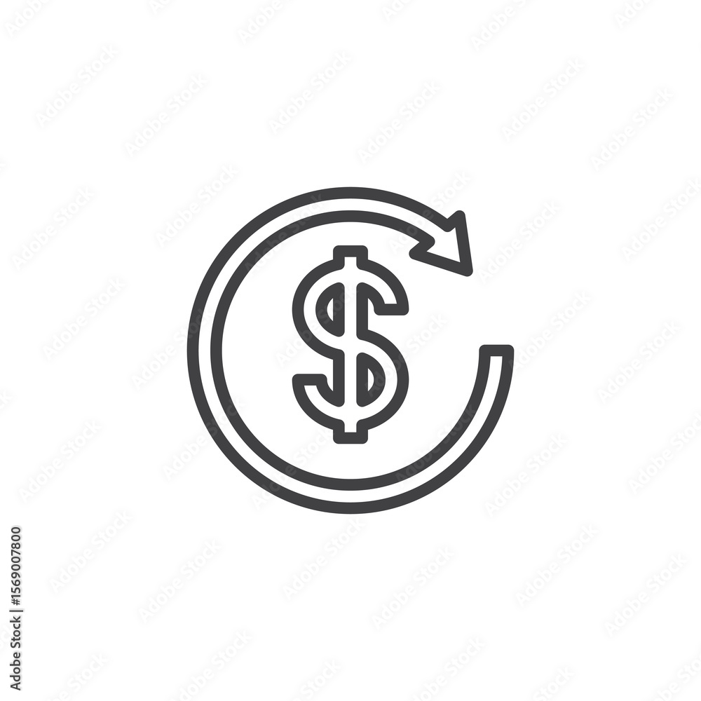 Dollar coin line icon Dollar coin line icon
