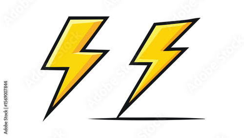 Two yellow cartoon lightning bolt symbols with black outlines on white background