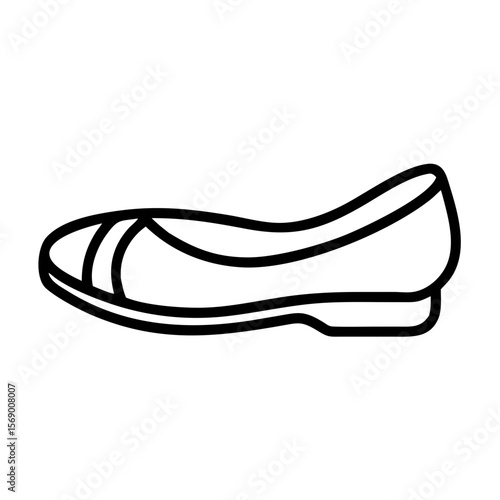Outline of a stylish ballet flat shoe in minimalist design  