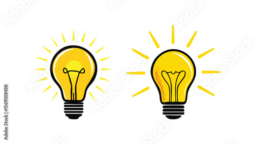 Two light bulbs shining brightly as a symbol of ideas and inspiration