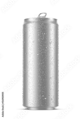 Quadro su tela Aluminum beverage sleek can 330ml with water droplets isolated