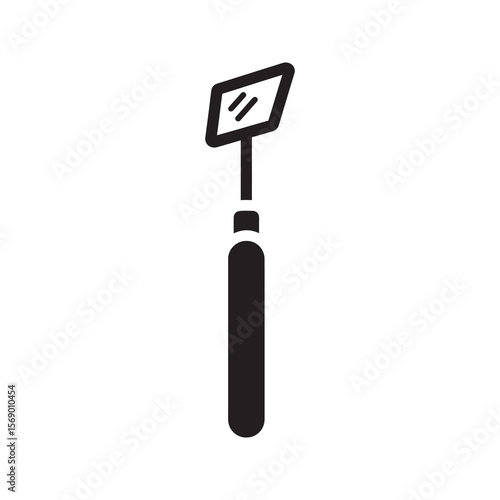 Dental mouth mirror icon representing professional stomatology instrument for oral examination and dentist checkup inside patient mouth for treatment vector solid glyph
