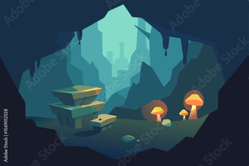 An enchanting vector illustration of a tent under the moonlight, set against a serene nature landscape by the sea