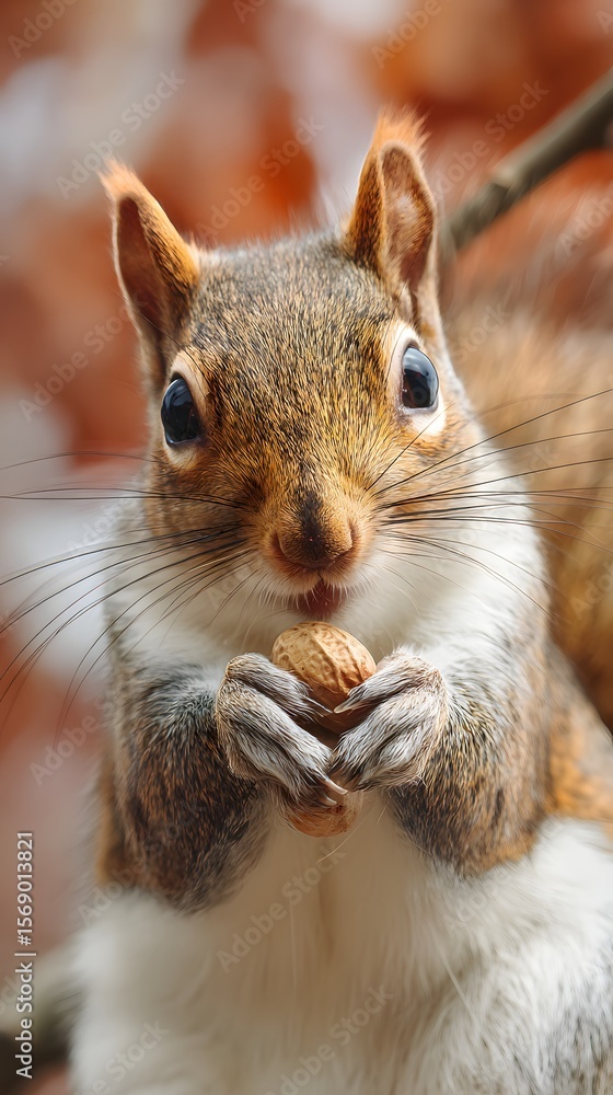 Fototapeta premium Curious Squirrel: Focused Wildlife Moment