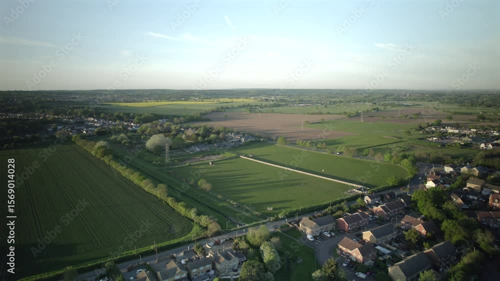Aerial View Of Rural Residential Countryside Homes In Essex, United Kingdom Aerial View Of Rural Residential Countryside Homes In Essex, United Kingdom