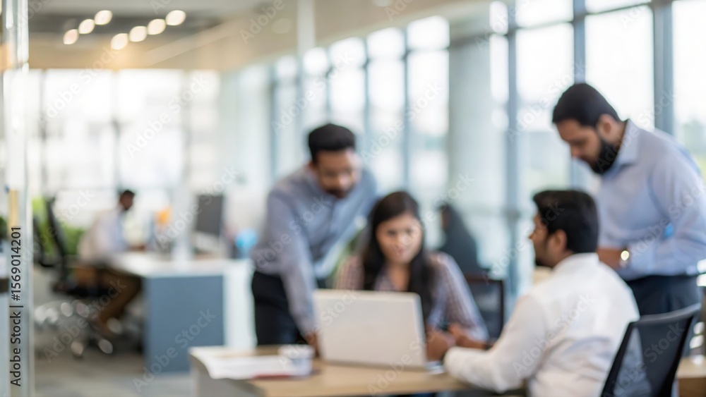 Blurred Indian office environment with professionals collaborating in corporate setting
Blurred Indian office environment with professionals collaborating in corporate setting