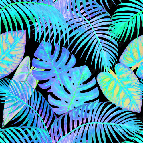 Neon Palm Leaves
