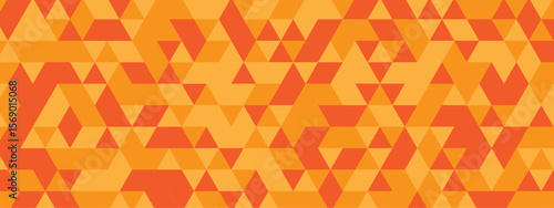 Triangle Vector Abstract Geometric Technology seamless pattern orange Background. triangular mosaic backdrop design. Triangle polygonal square abstract banner background.