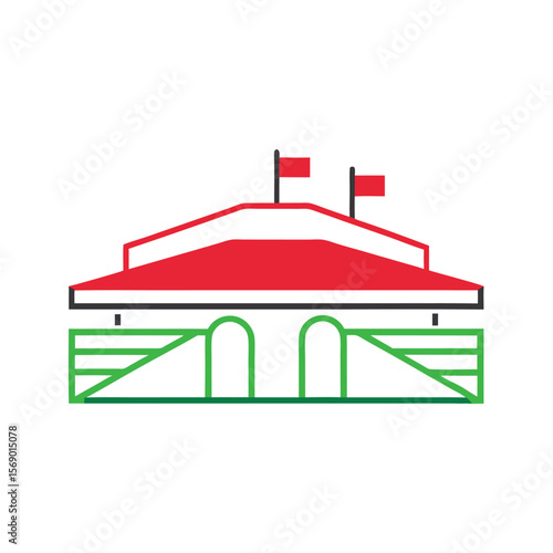 Horse Racing Track Stadium Line Design on White