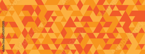 Triangle Vector Abstract Geometric Technology seamless pattern orange Background. triangular mosaic backdrop design. Triangle polygonal square abstract banner background.