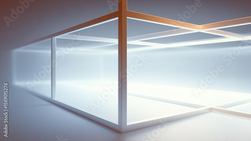 Modern Minimalist Wireframe Cube with Luminous Edges