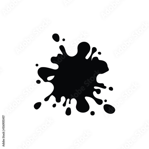 Black Ink Splash Vector Illustration Isolated on White Background