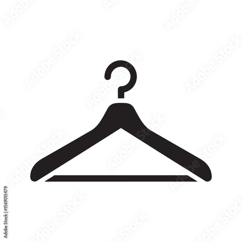 Clothes hanger icon for wardrobe closet organization and fashion retail store display for hanging apparel garments like dress shirt or coat vector solid glyph