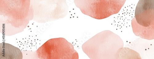 Abstract watercolor shapes, blush tones, confetti, neutral background