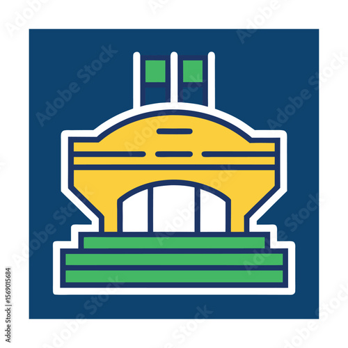 Clean Line Stadium Icon with Central Scoreboard