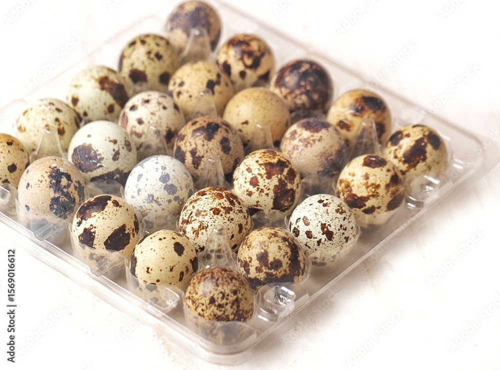 Obraz premium Telur puyuh. Quail eggs are quail eggs which are often used as a food ingredient in various culinary traditions in the world, including in Asia, Europe and America.