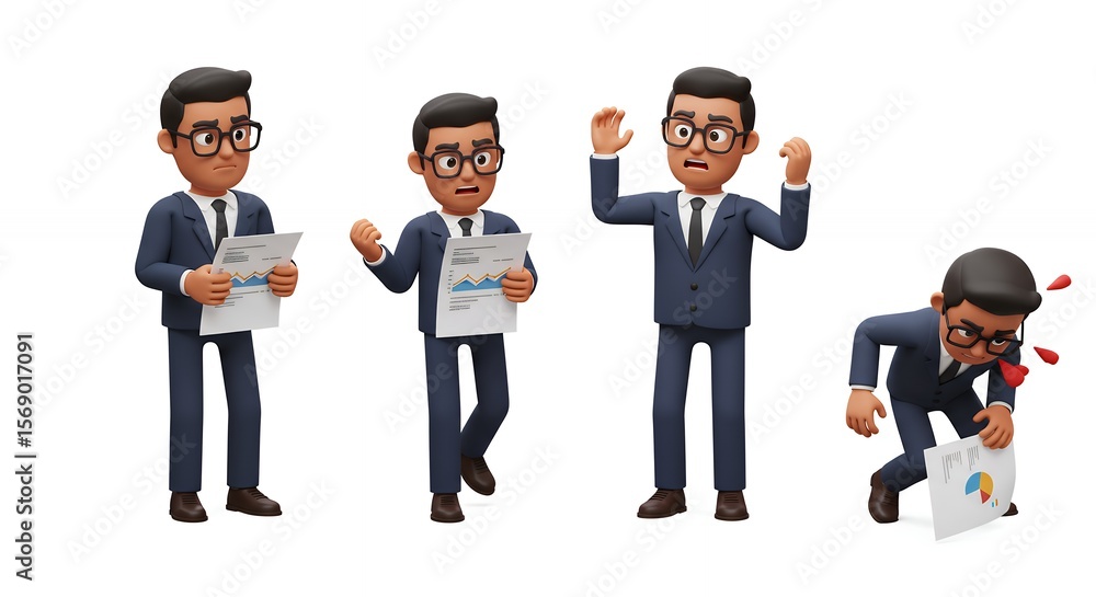 Business person illustrations various activities Business person illustrations various activities