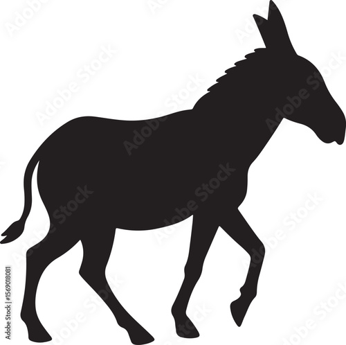 Donkey Silhouette Vector Icon Design – Farm Animal Outline Graphic for Rural and Livestock Themes