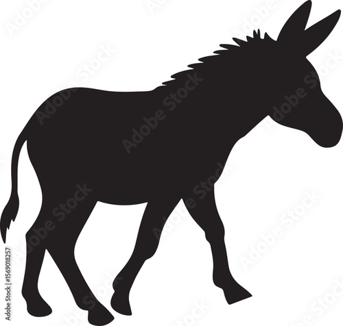 Donkey Silhouette Vector Icon Design – Farm Animal Outline Graphic for Rural and Livestock Themes