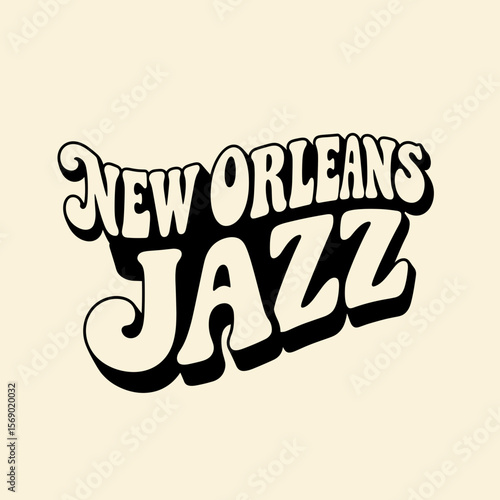 New Orleans Jazz typography design in vintage style  