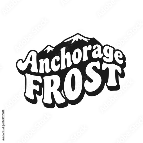 Anchorage Frost logo with mountain design in black and white  