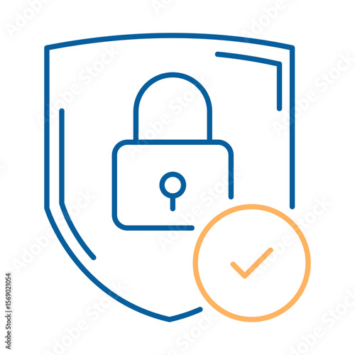 Vector icon of  Security – Lock Representing Data and System Protection in AI.Vector illustration. .