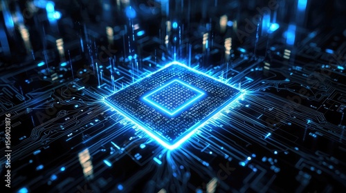 Close-up view of a computer processor on a circuit board.