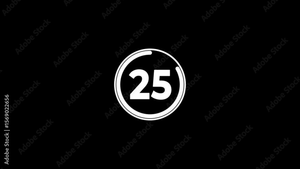 Circle countdown timer one minute animation from 30 to 0 second animation on black background. On transparent background with alpha channel a classic hollywood movie countdown going from 30 to 0 in a Circle countdown timer one minute animation from 30 to 0 second animation on black background. On transparent background with alpha channel a classic hollywood movie countdown going from 30 to 0 in a