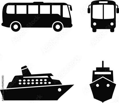 transport silhouettes icons - for zodiac signs, and others
