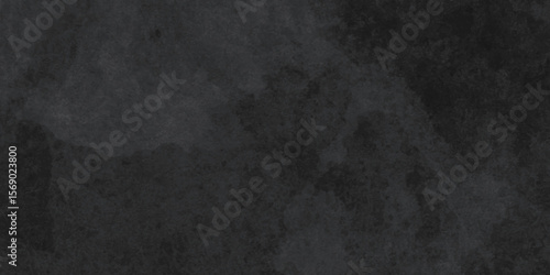 Abstract  design featuring a realistic dark studio setting with an old cement wall texture. The background blends dark black tones Aged photo editor layer. Black grunge abstract background