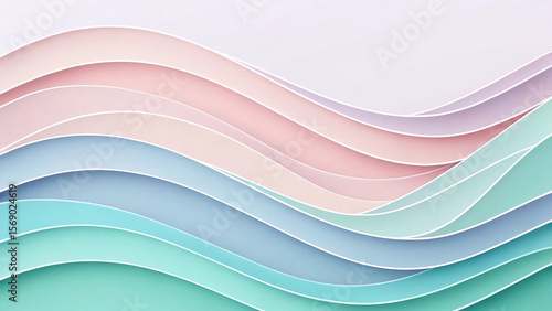 Pastel waves create an abstract paper background